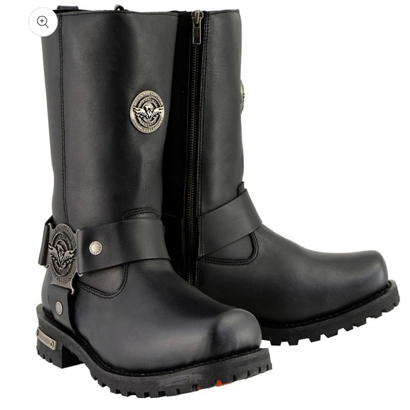 Milwaukee Leather Men's Black 11-inch Classic Harness Square Toe Boots, 9.5 - Picture 14 of 15